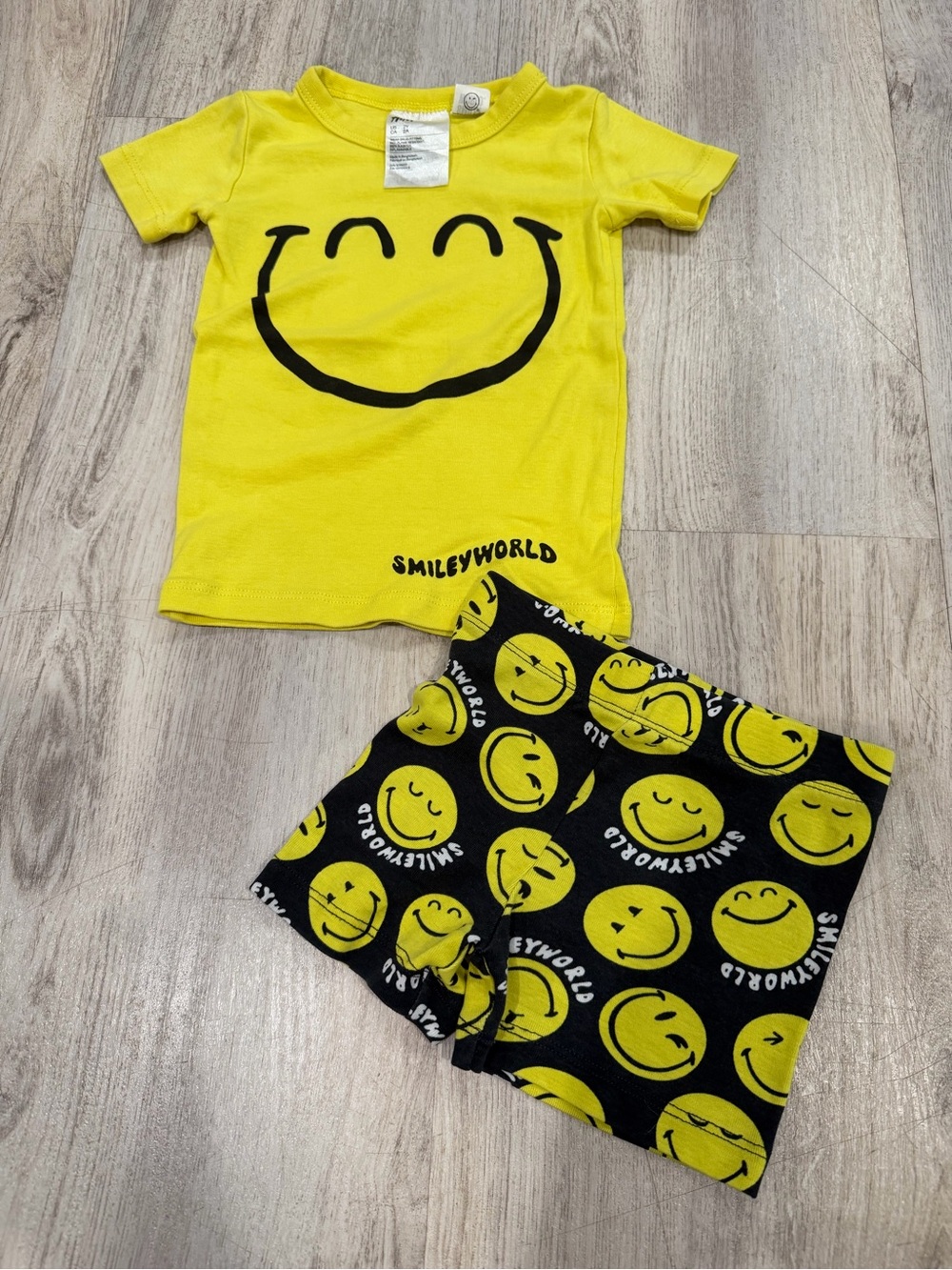 H&M Yellow & Black Smiley Face Kids Pajama Set